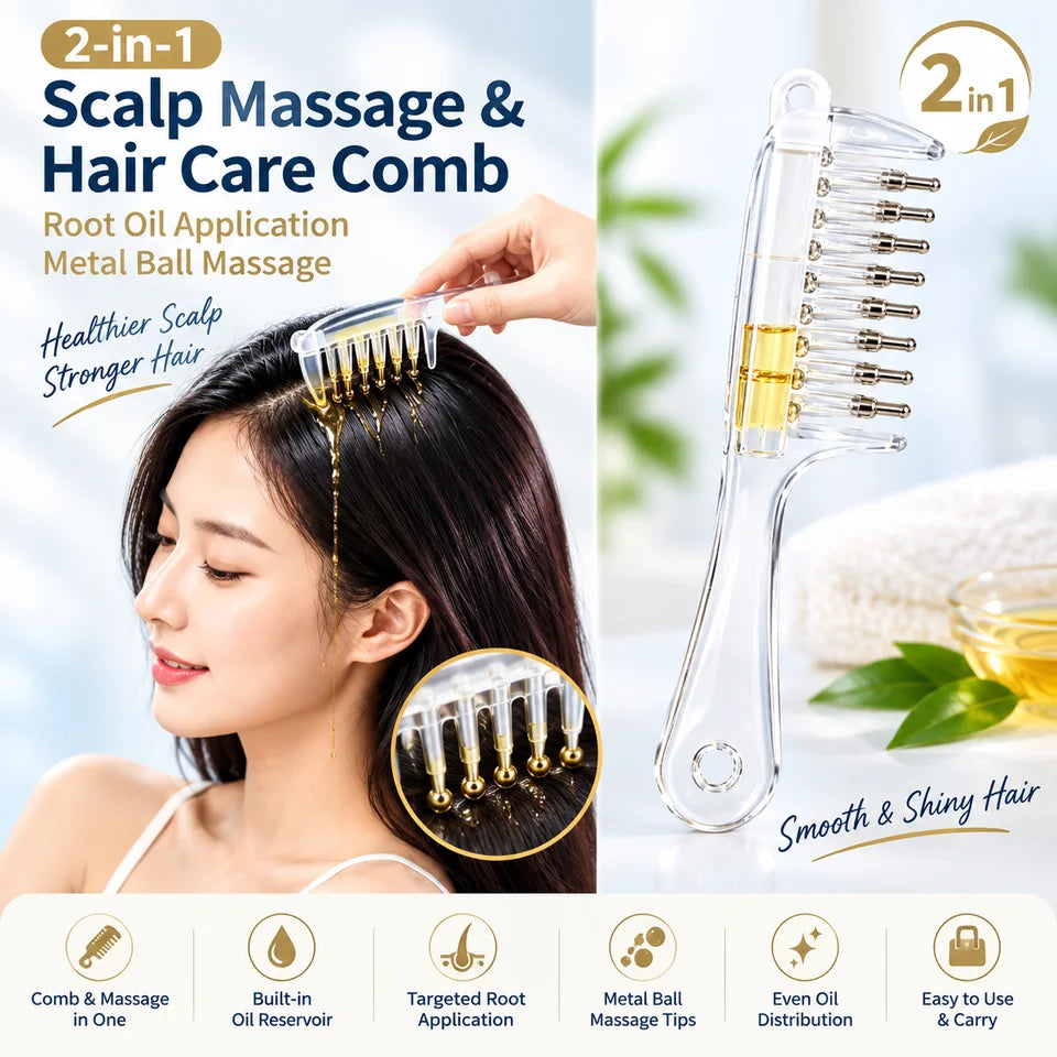 2-in-1 Scalp Massage Oil Comb