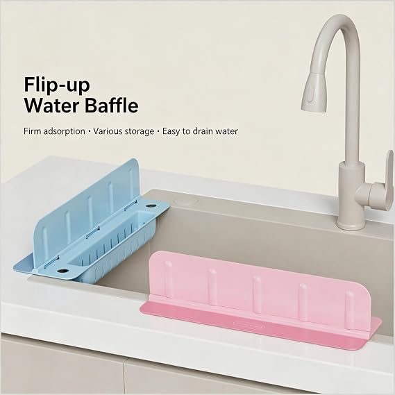 Kitchen Splash Guards Panel Adjustable Kitchen Sink Organizer – Multi-Purpose Sponge & Cleaning Tool Holder