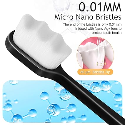 Extra Soft Toothbrush (10,000 Ultra Soft Bristles) for Sensitive Teeth & Gums – Buy 1 Get 1 Free | Micro Nano Manual Toothbrush