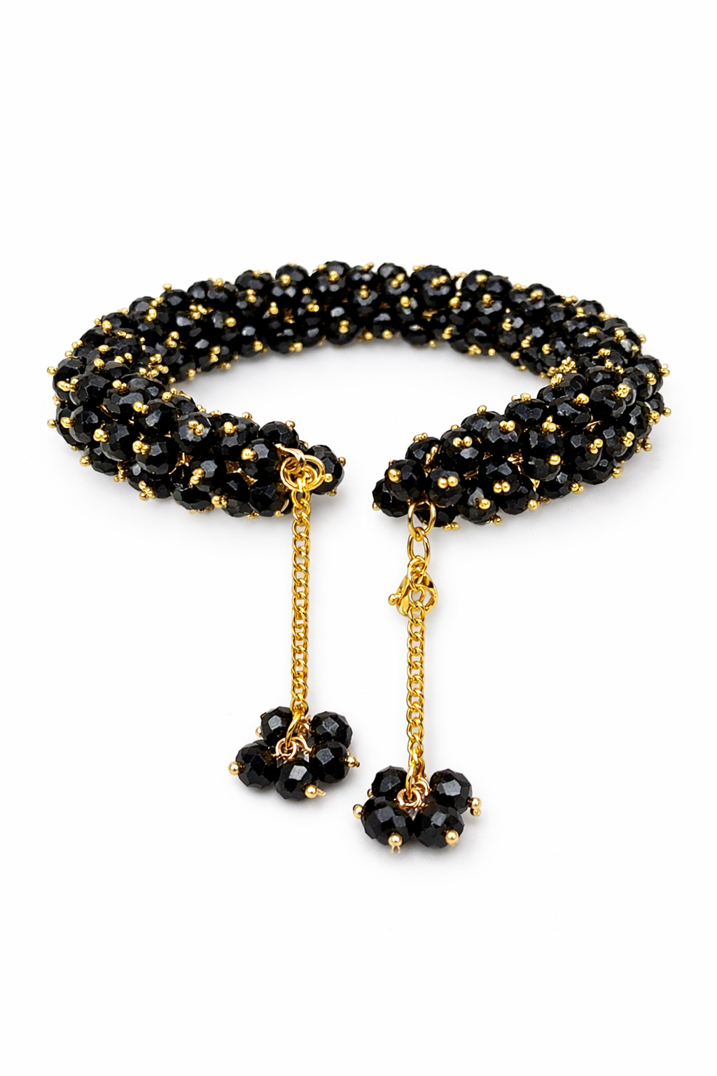 Royal Black Crystal Gajra Bracelet – Stylish Handmade Luxury Gift for Women