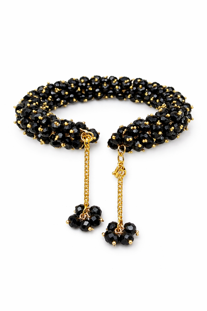 Black Crystal Gajra Bracelet