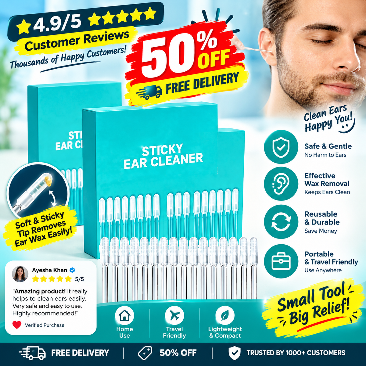 Earwax Cleaning Sticks – 24 Pack