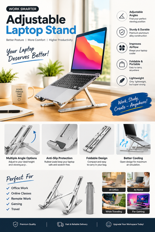 Aluminium Laptop Stand + Free Pouch