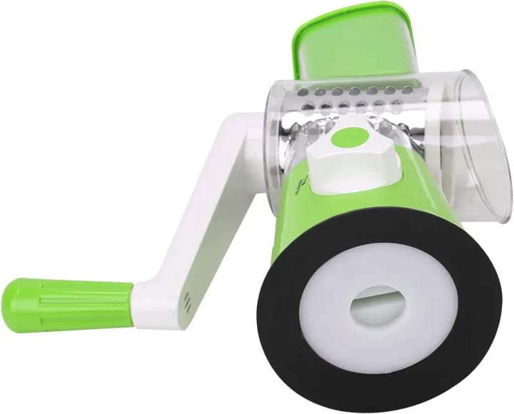 Manual Handle Hand Crank Vegetable Cutter & Cheese Grater | Rotary Slicer with 3 stainless Steel Blades