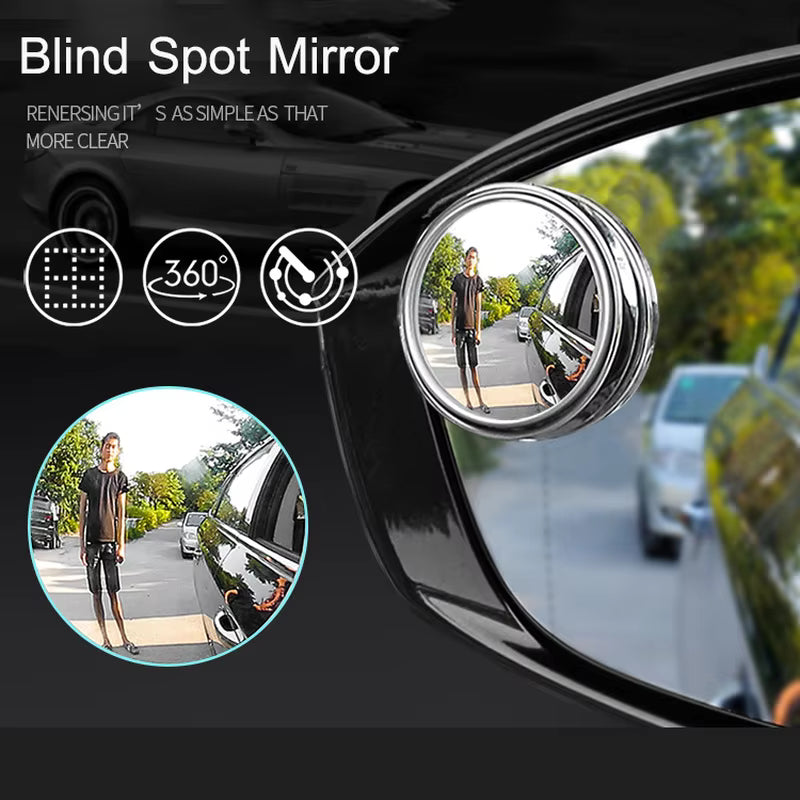 360 Degree Adjustable Blind Spot Mirror Car Auxiliary Rearview Convex Mirror Round Frame Wide Angle Mirrors for Car Reverse