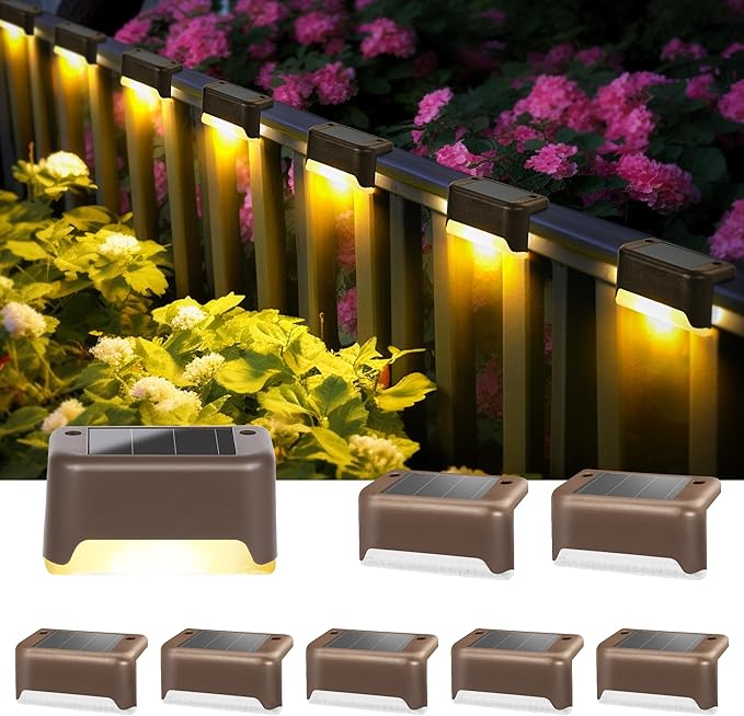 Solar LED Fence and Planter Wall Lights Warm White Outdoor Waterproof Garden Lighting