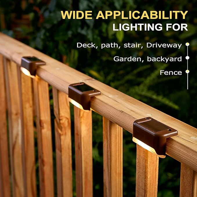 Solar LED Fence and Planter Wall Lights Warm White Outdoor Waterproof Garden Lighting