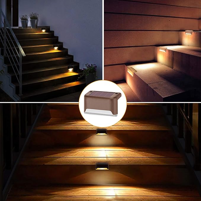 Solar LED Fence and Planter Wall Lights Warm White Outdoor Waterproof Garden Lighting