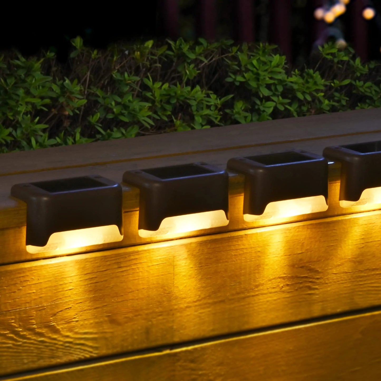 Solar LED Fence and Planter Wall Lights Warm White Outdoor Waterproof Garden Lighting